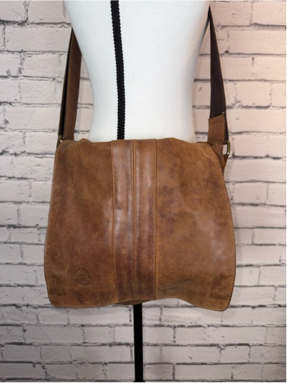 Women's Vera Pelle Leaf Bags Brown Leather Crossbody Messenger Bag Purse 11x10x3 - Picture 4 of 16